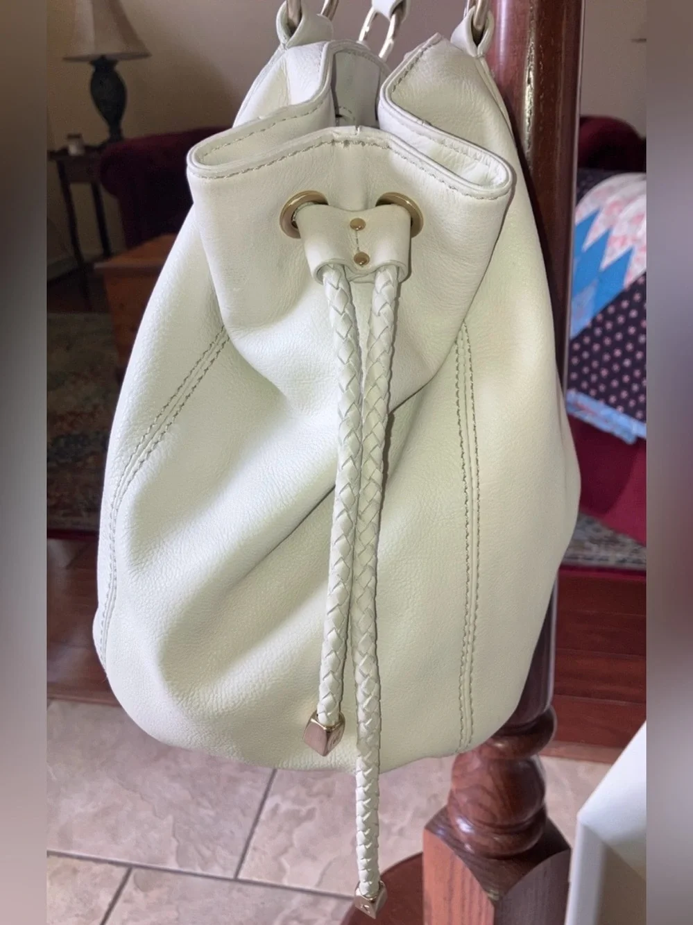 Michael Kors Leather Cream Hobo Bag